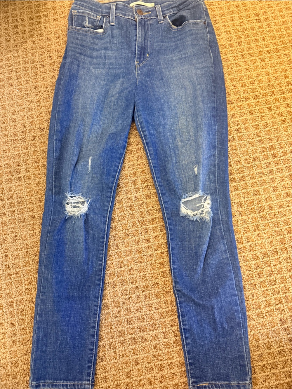 Levi's Women's Dark Blue Ripped Skinny Jeans